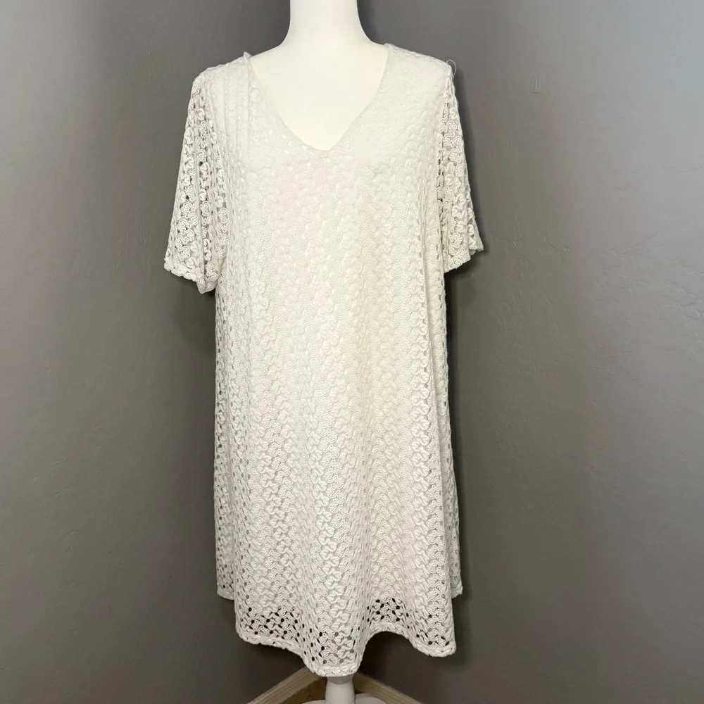 Naif White‎ Crochet White Dress 2X